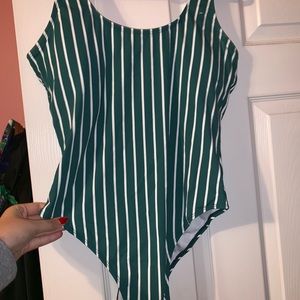 Striped one piece swimsuit